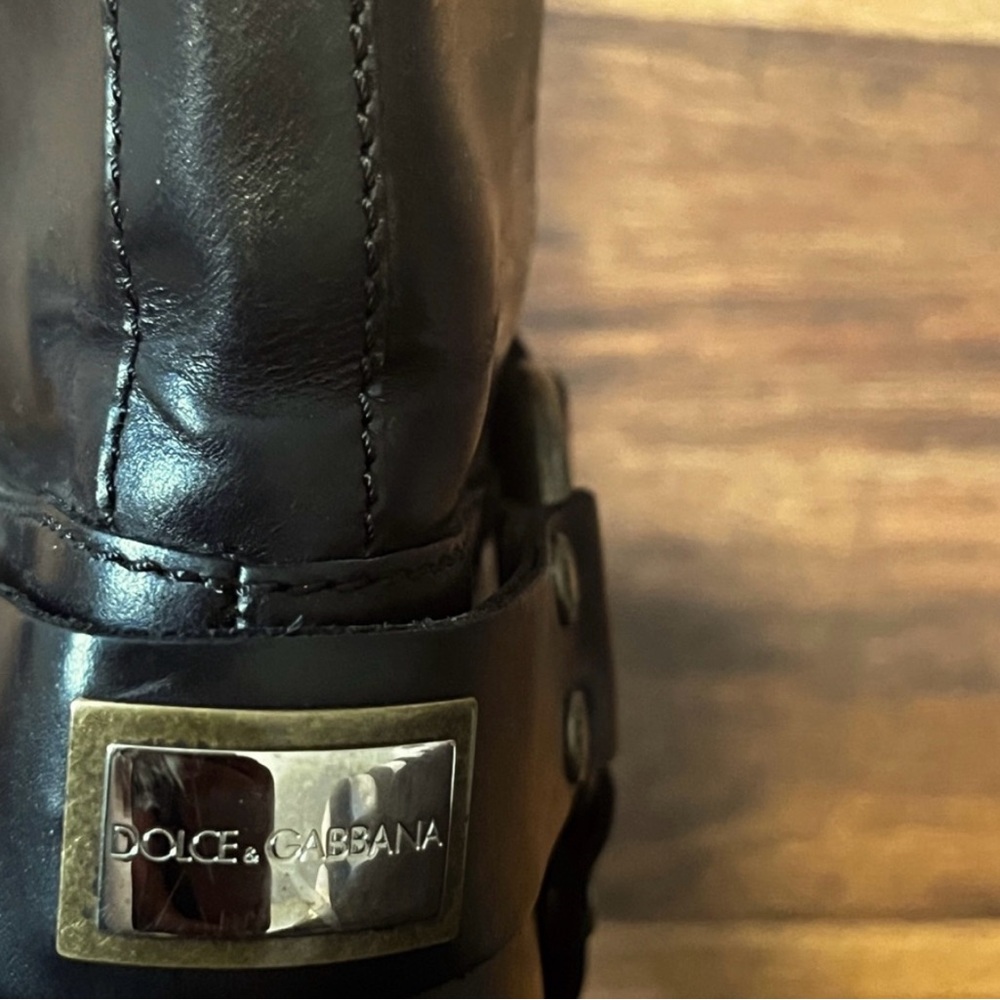 Dolce & Gabbana Made in Italy Black Leather Moto Boots Excellent Condition! - Picture 9 of 16